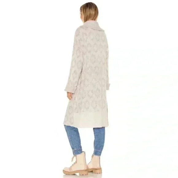 Free People Like A Diamond Size S Knit Sweater Coat Pockets Gray - Picture 3 of 12